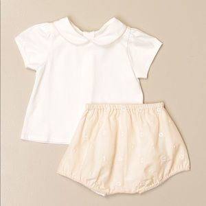 Chloé polo shirt + culottes set Peach Embroidered Peter Pan Collar Bloomer set